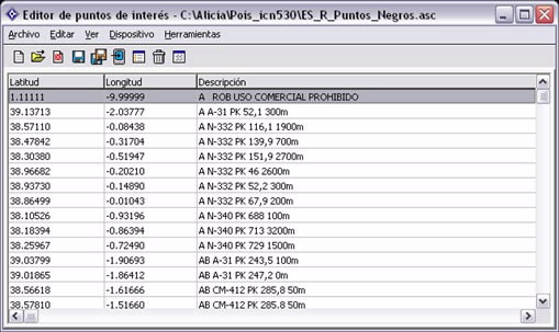 Editor de puntos de interes